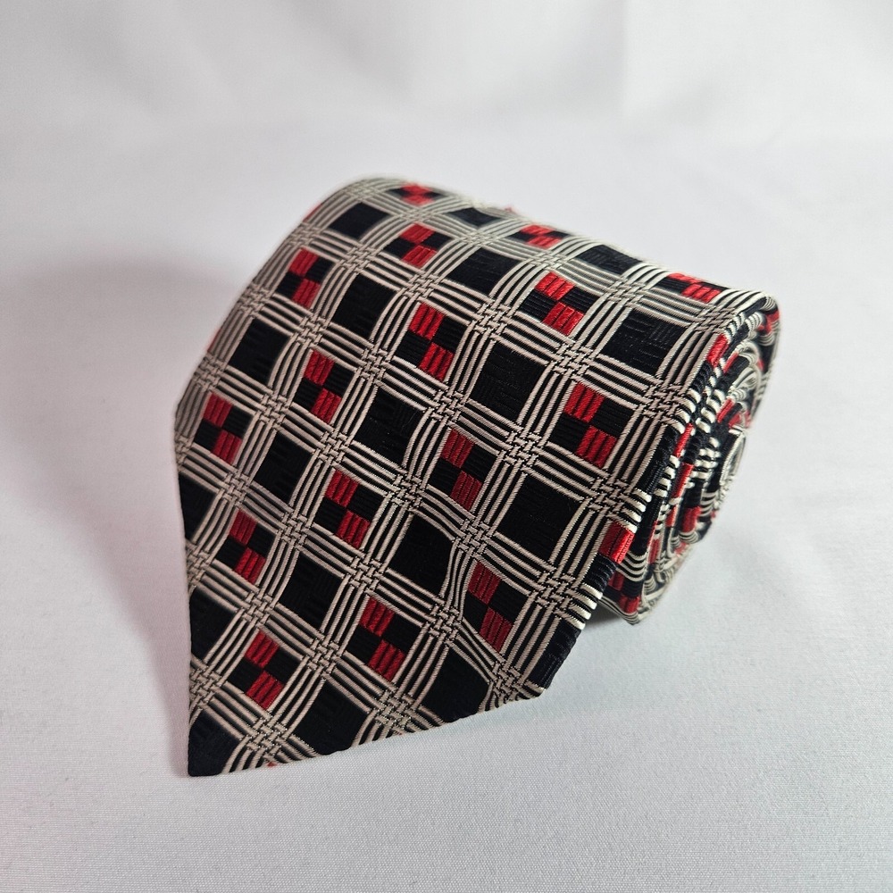 Alcione 100% Silk Made in Italy Tie Geometric Print 4"‎ x 59"
